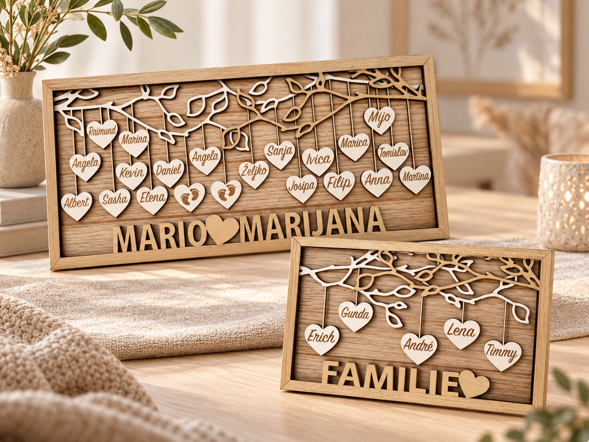 Personalisierter Stammbaum-Herzornament | Familienstammbaum