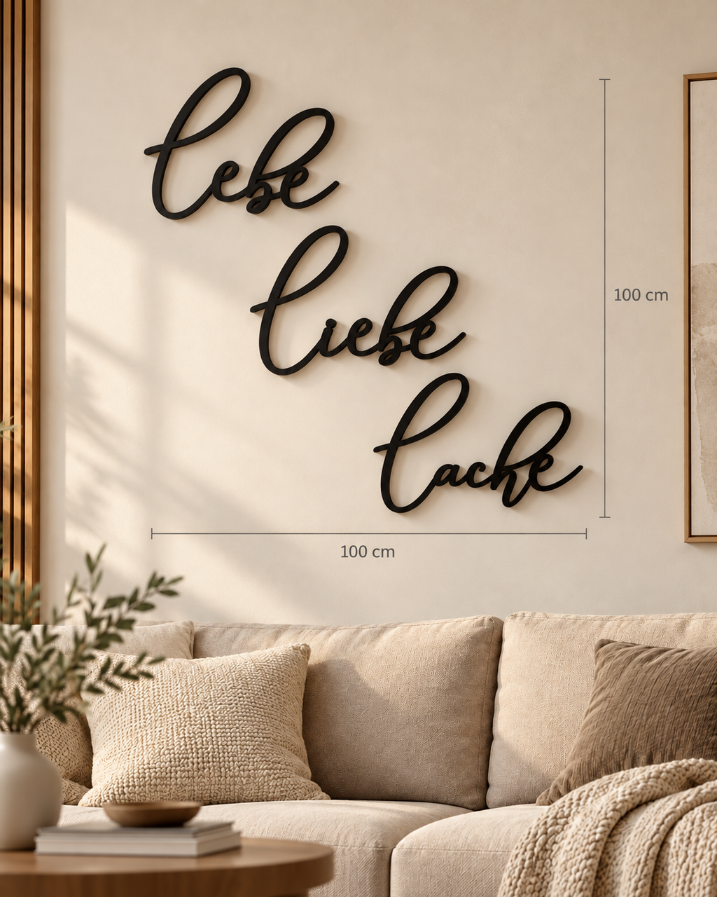 Lebe Liebe Lache – Wanddeko aus Holz | 3D Wandschriftzug