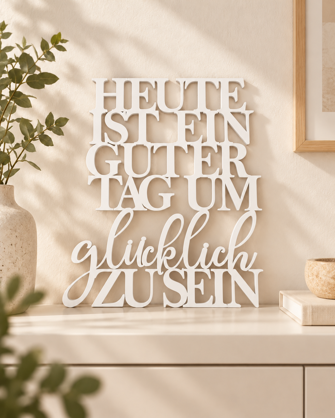 Heute ist ein guter Tag um glücklich zu sein | 3D Schriftzug aus Holz oder Acryl