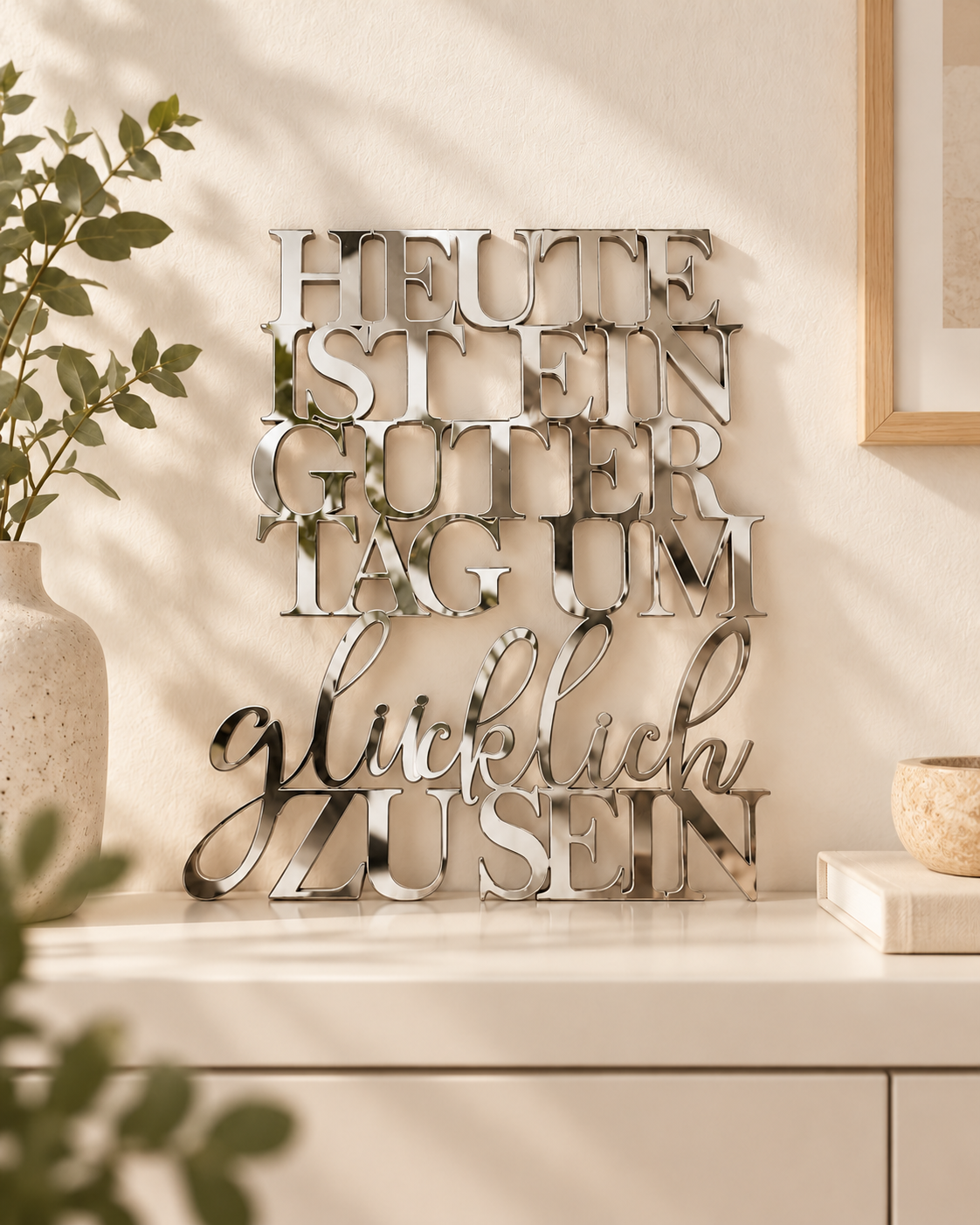 Heute ist ein guter Tag um glücklich zu sein | 3D Schriftzug aus Holz oder Acryl