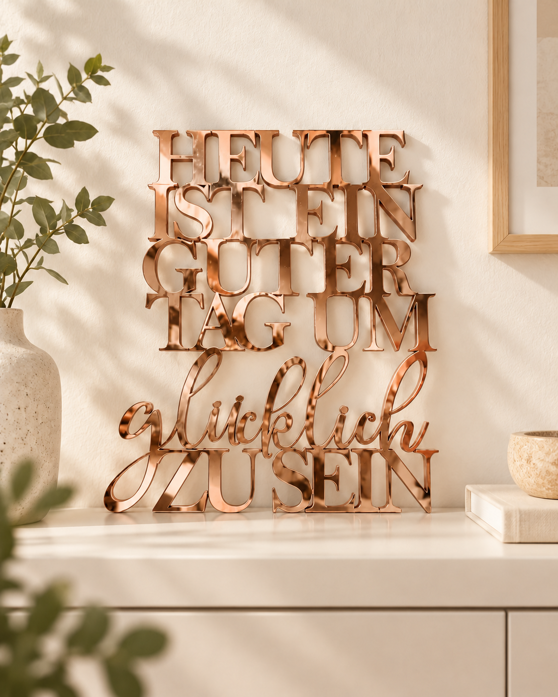 Heute ist ein guter Tag um glücklich zu sein | 3D Schriftzug aus Holz oder Acryl