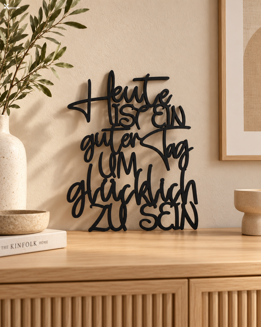 Heute ist ein guter Tag um glücklich zu sein | Moderne Wanddeko | 3D Schriftzug aus Holz oder Acryl