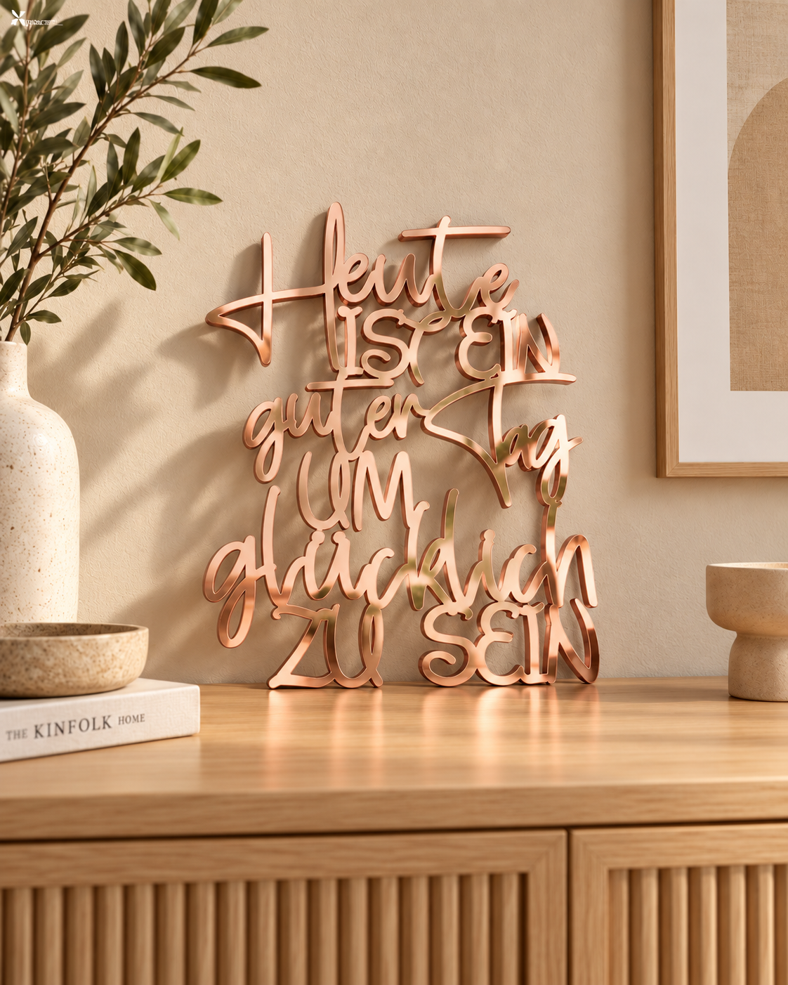 Heute ist ein guter Tag um glücklich zu sein | Moderne Wanddeko | 3D Schriftzug aus Holz oder Acryl