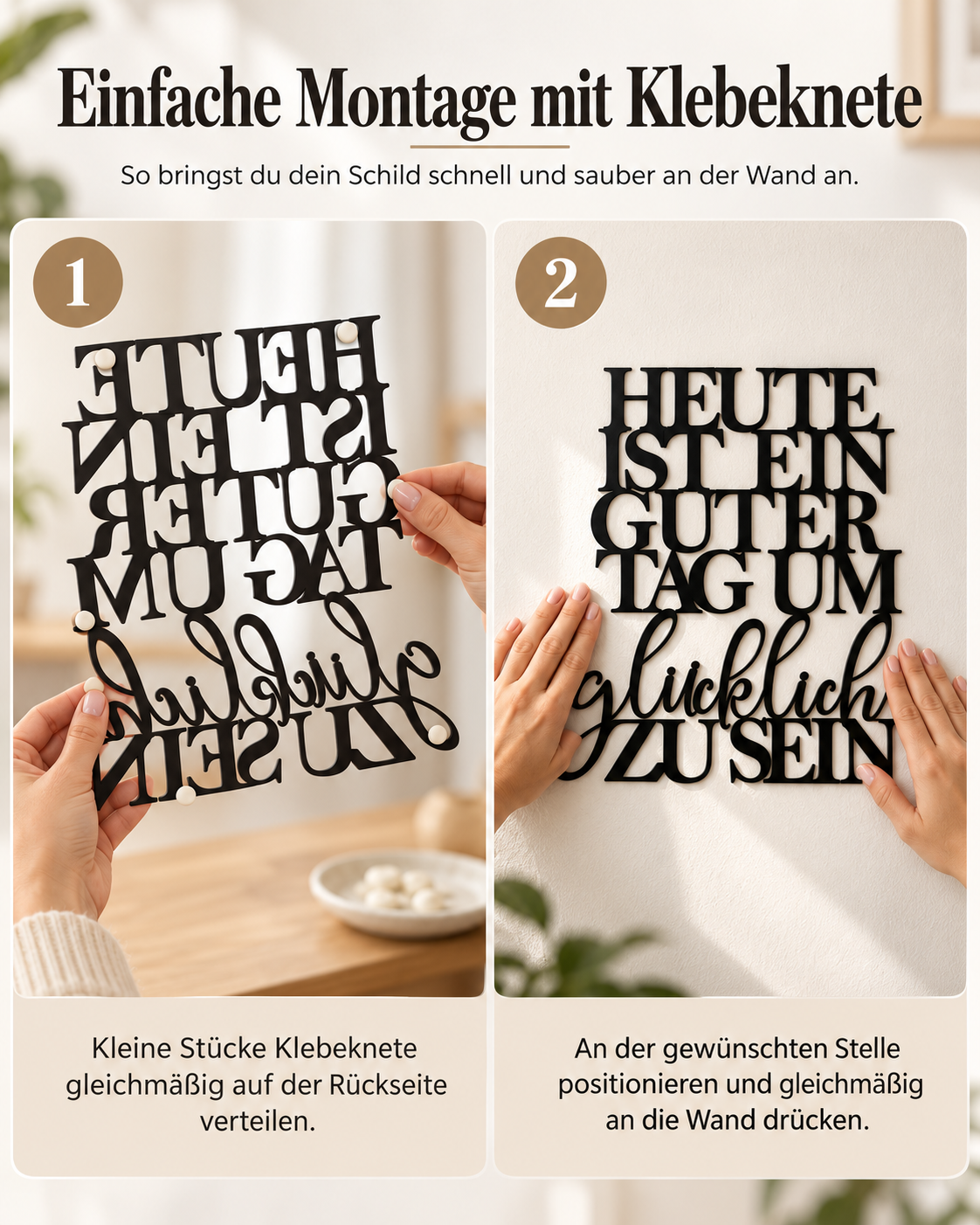 Heute ist ein guter Tag um glücklich zu sein | 3D Schriftzug aus Holz oder Acryl