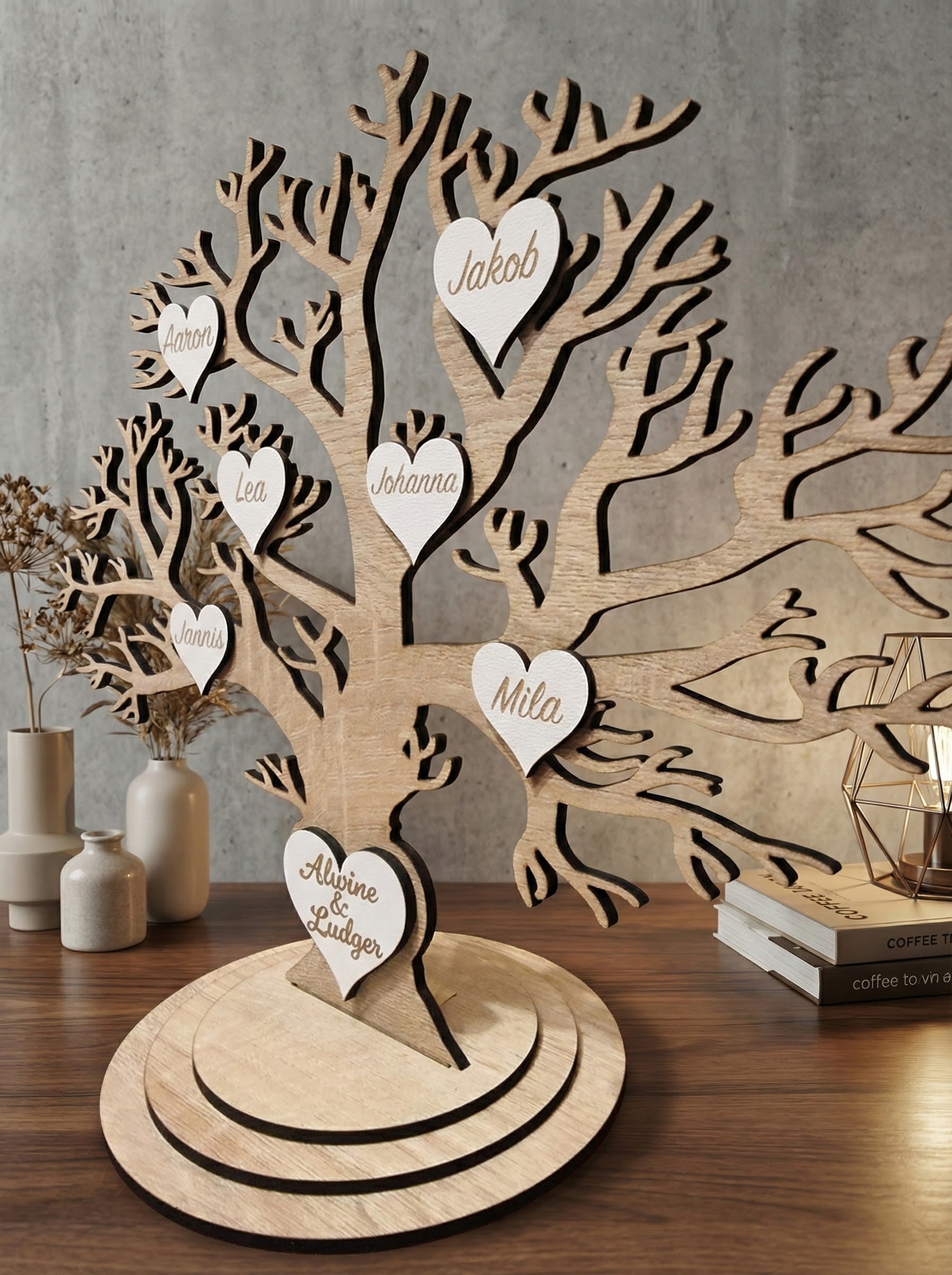 Personalisierter Stammbaum-Herzornament | Familienstammbaum