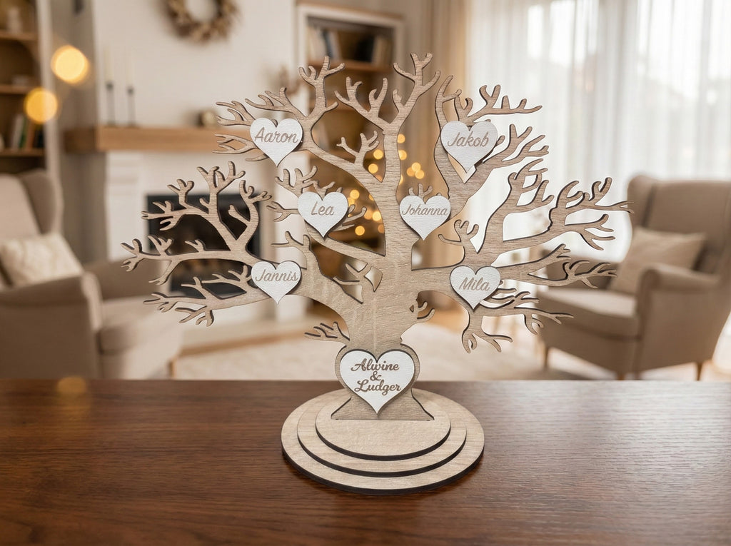 Personalisierter Stammbaum-Herzornament | Familienstammbaum