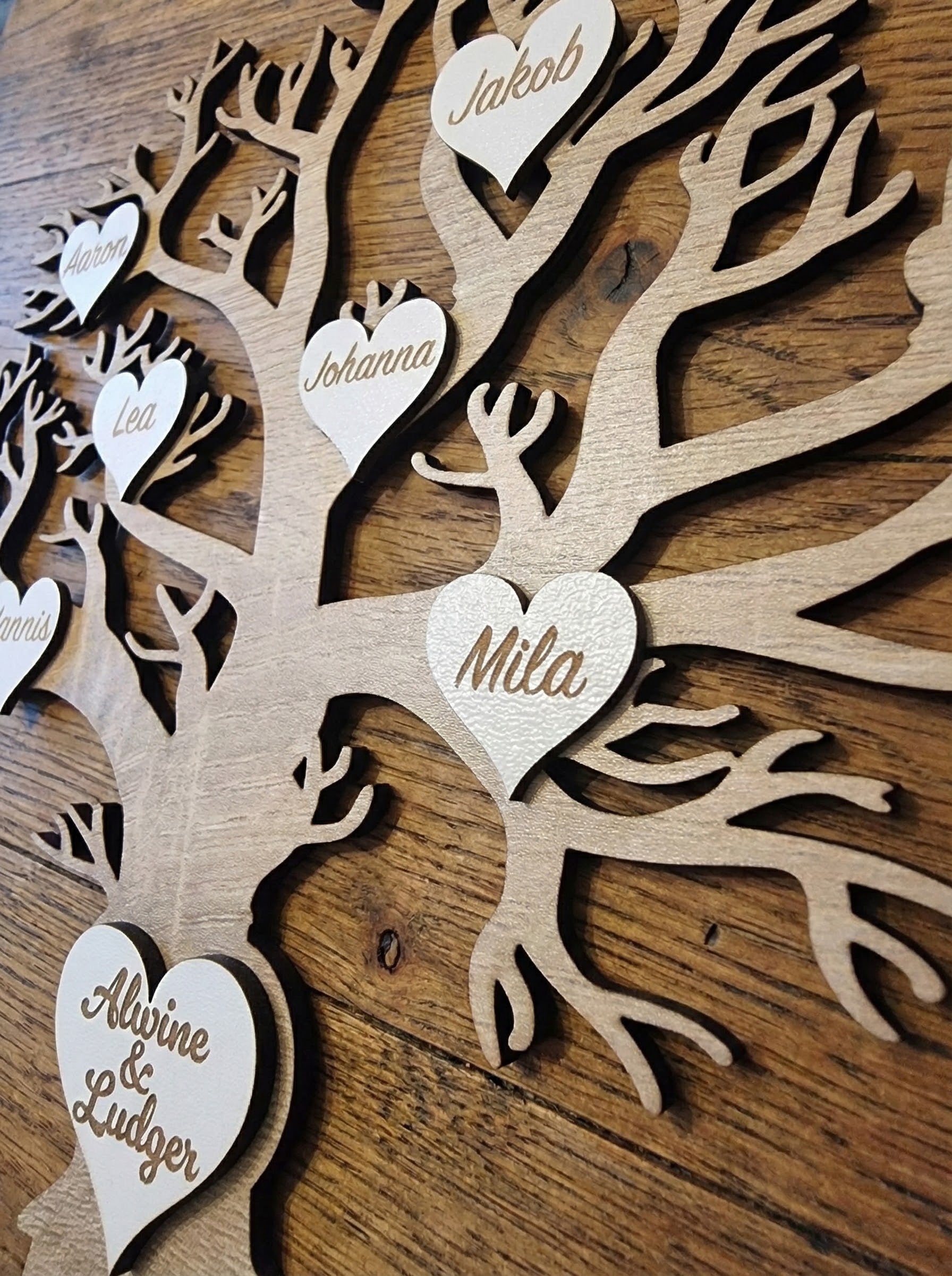 Personalisierter Stammbaum-Herzornament | Familienstammbaum