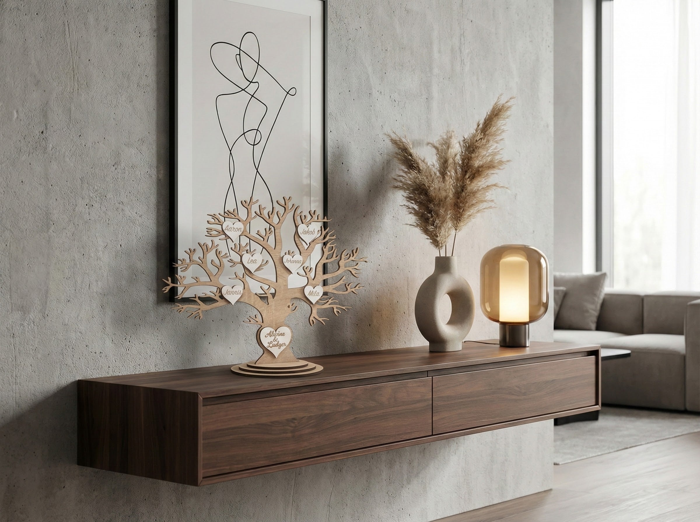 Personalisierter Stammbaum-Herzornament | Familienstammbaum