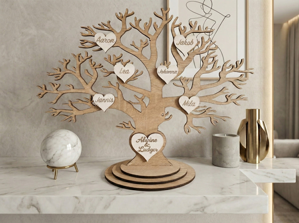 Personalisierter Stammbaum-Herzornament | Familienstammbaum