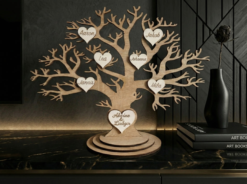 Personalisierter Stammbaum-Herzornament | Familienstammbaum