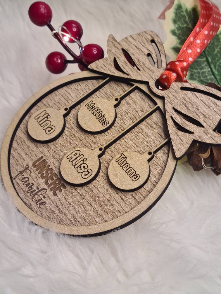 Personalisiertes rundes Familienornament / Weihnachtsschmuck/ Weihnachten/ Baumschmuck