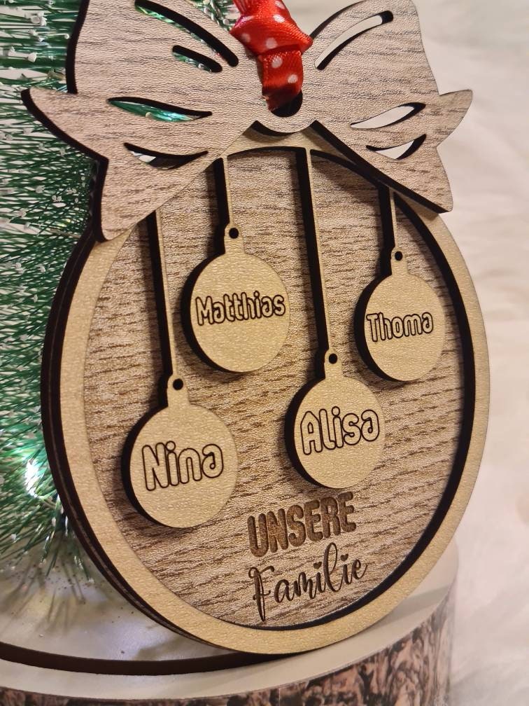 Personalisiertes rundes Familienornament / Weihnachtsschmuck/ Weihnachten/ Baumschmuck