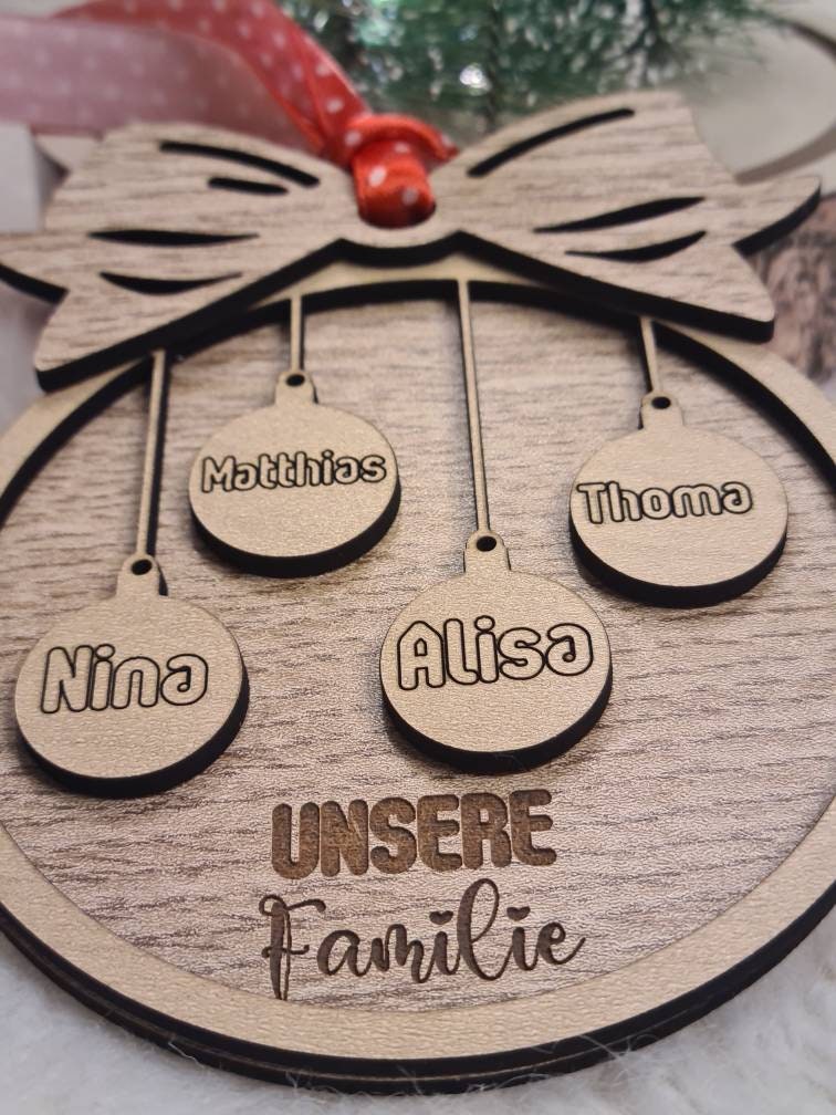 Personalisiertes rundes Familienornament / Weihnachtsschmuck/ Weihnachten/ Baumschmuck