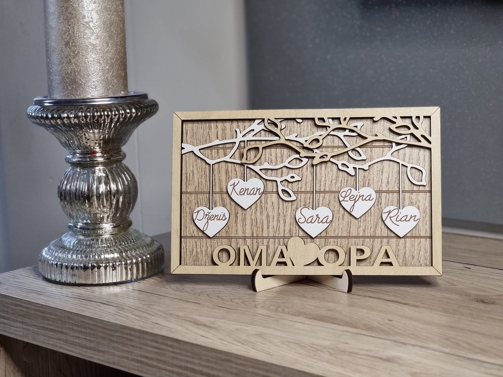 Personalisierter Geschenk | Weihnachtsgeschenk Stammbaum-Herzornament | Individuelles Stammbaum | Geschenk für Oma & Opa | Familienstammbaum