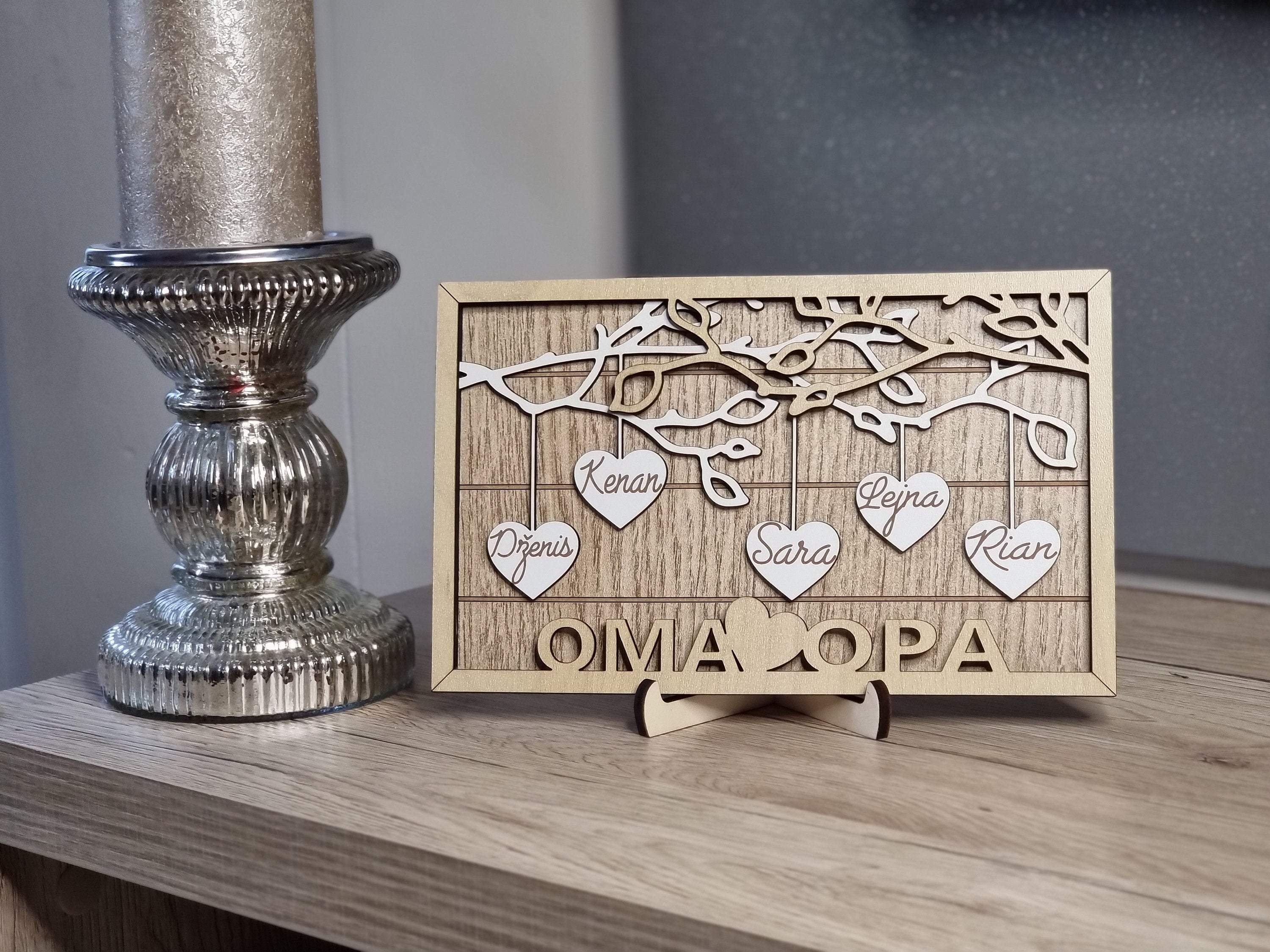 Personalisierter Geschenk | Weihnachtsgeschenk Stammbaum-Herzornament | Individuelles Stammbaum | Geschenk für Oma & Opa | Familienstammbaum