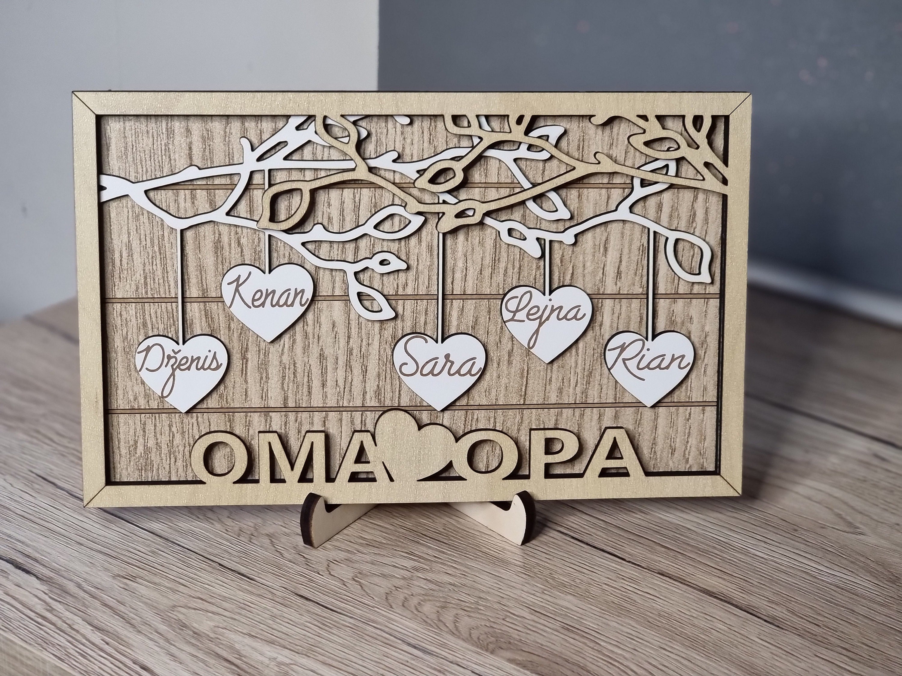 Personalisierter Geschenk | Weihnachtsgeschenk Stammbaum-Herzornament | Individuelles Stammbaum | Geschenk für Oma & Opa | Familienstammbaum
