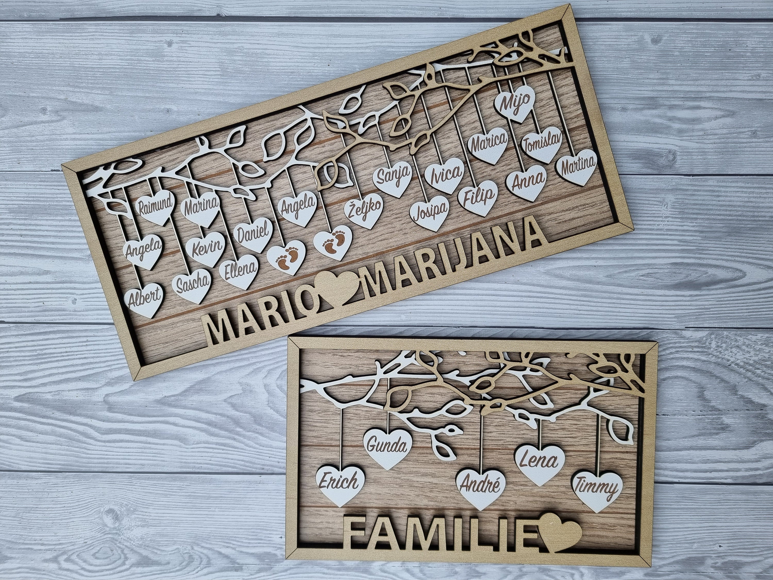 Personalisierter Geschenk | Weihnachtsgeschenk Stammbaum-Herzornament | Individuelles Stammbaum | Geschenk für Oma & Opa | Familienstammbaum