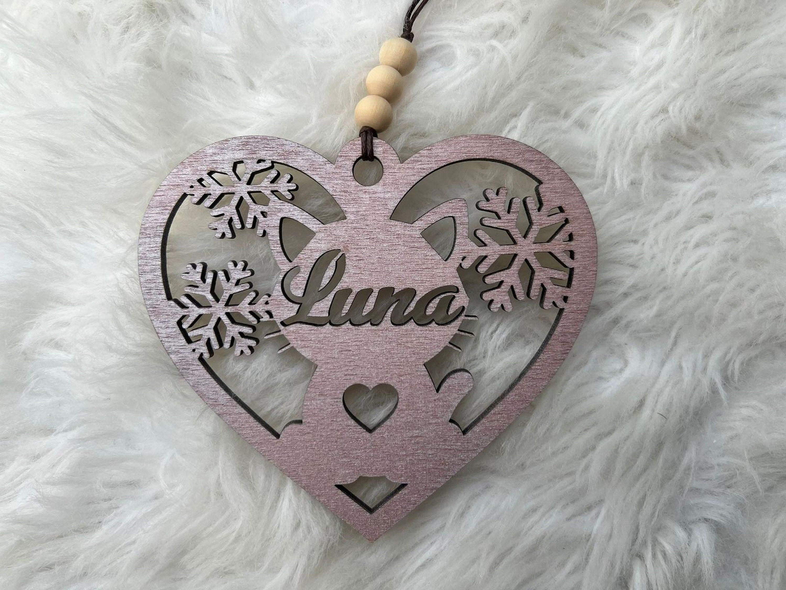 Personalisierte Ornamente aus Holz Hund oder Katze