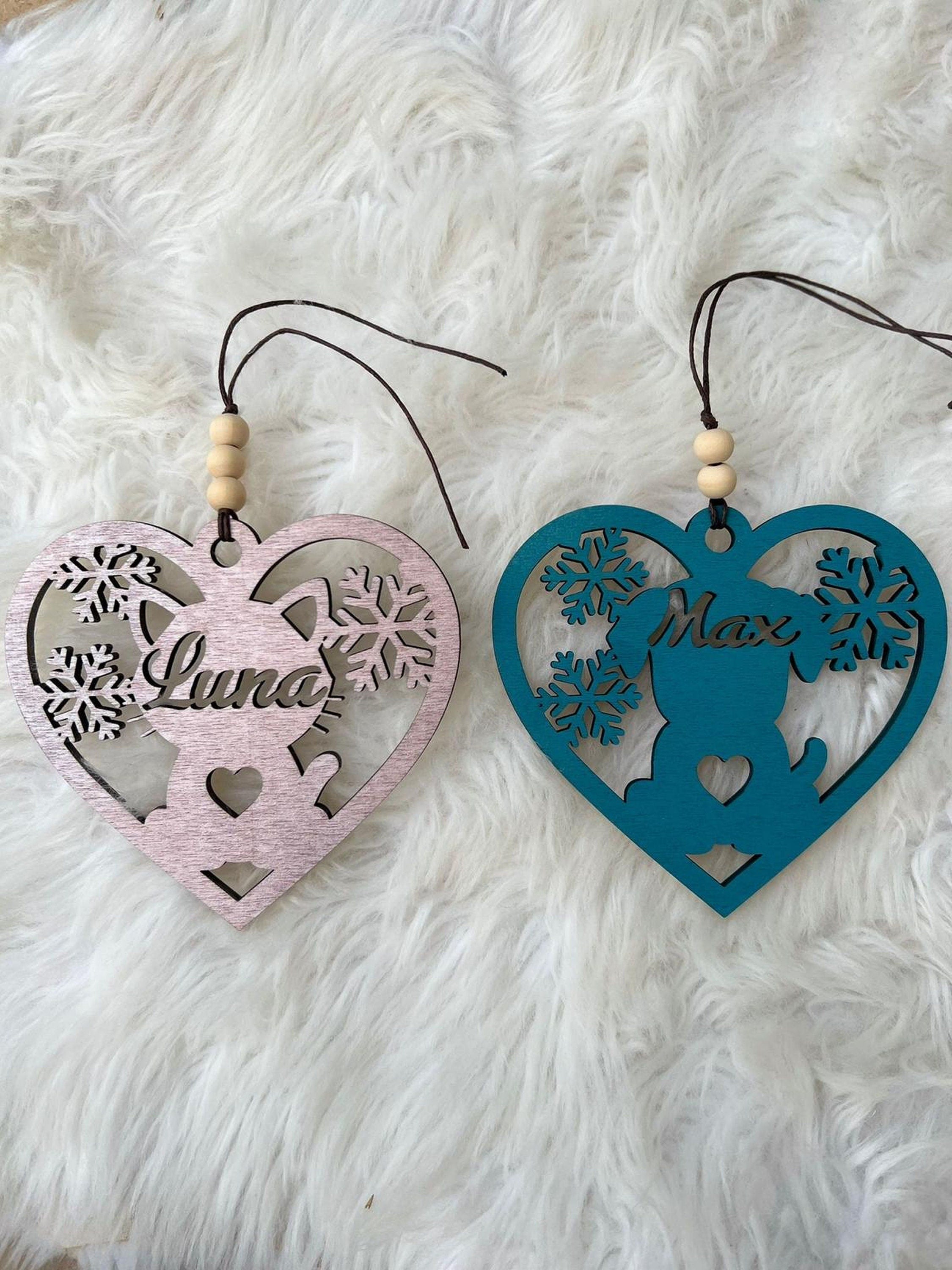 Personalisierte Ornamente aus Holz Hund oder Katze