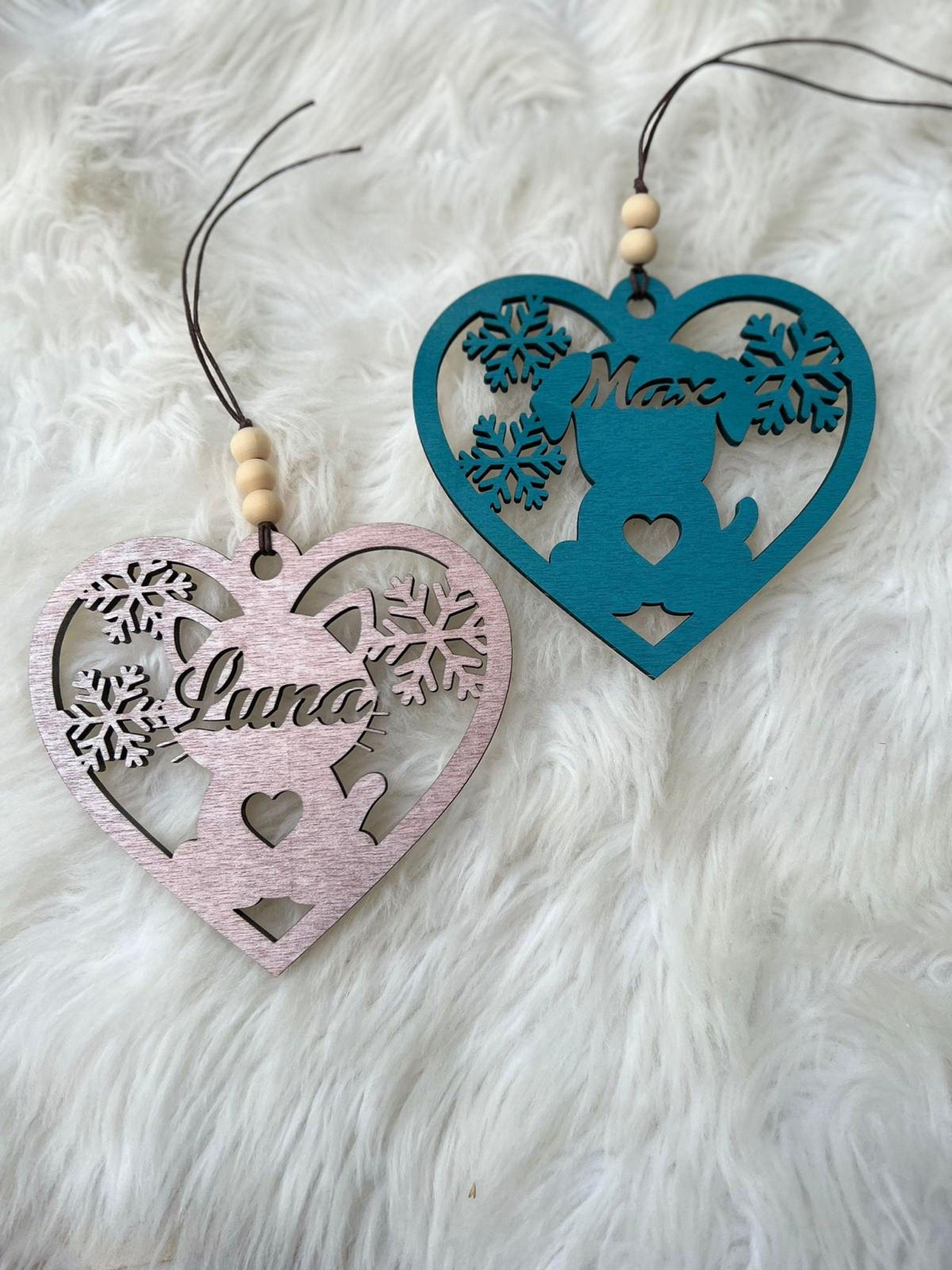 Personalisierte Ornamente aus Holz Hund oder Katze