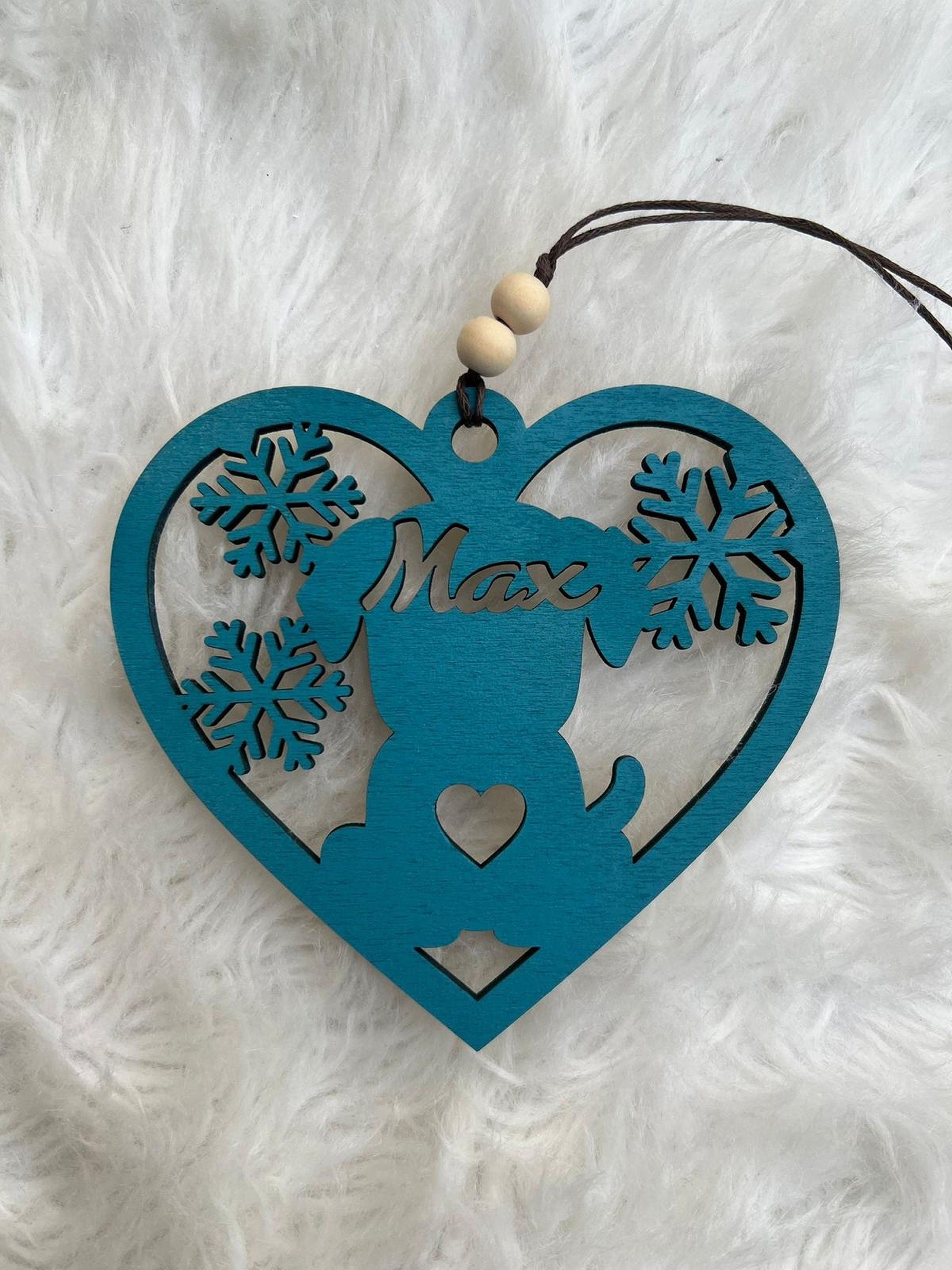 Personalisierte Ornamente aus Holz Hund oder Katze