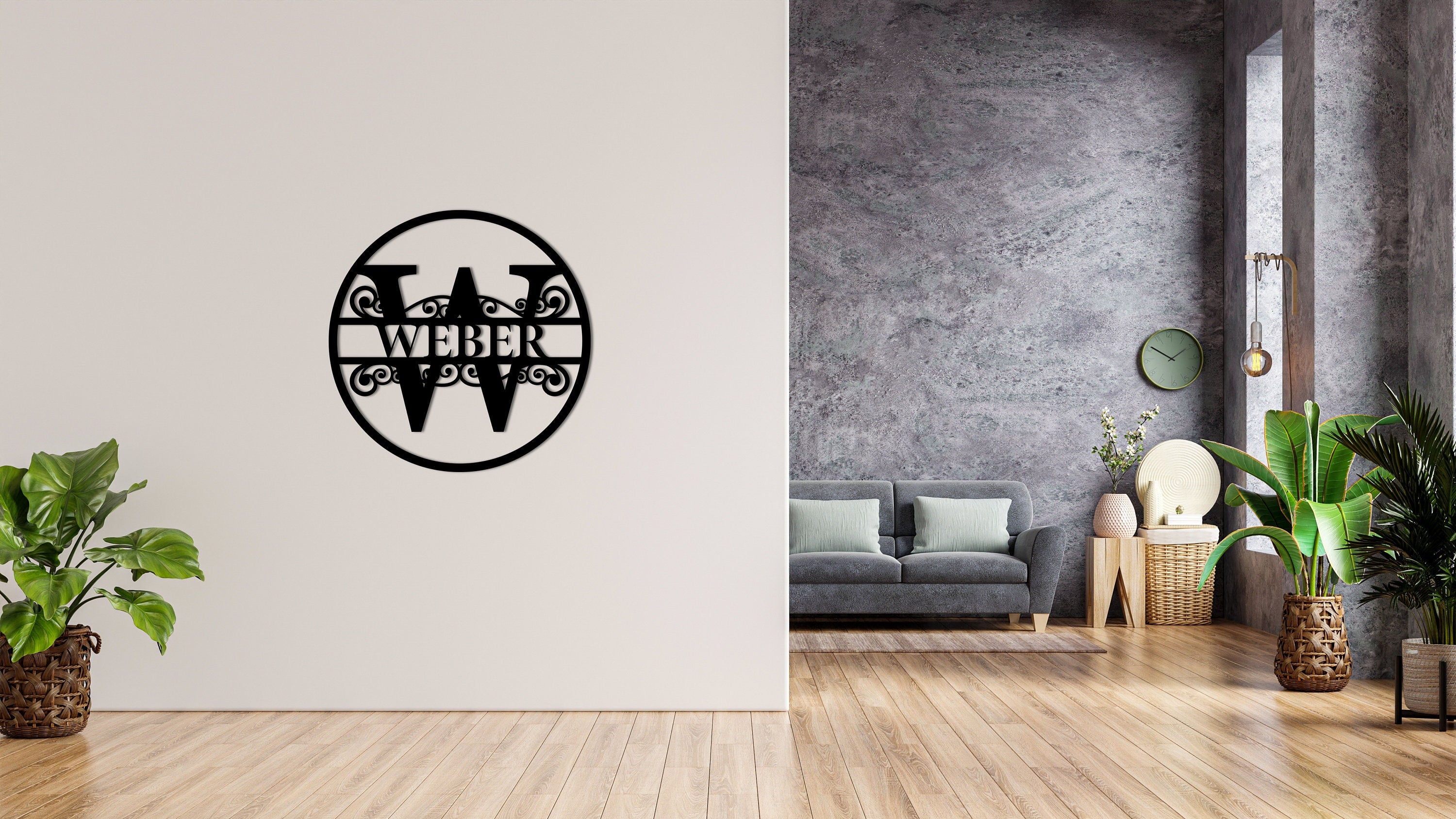 Rundes Türschild aus Holz, personalisiert mit Name, Namensschild