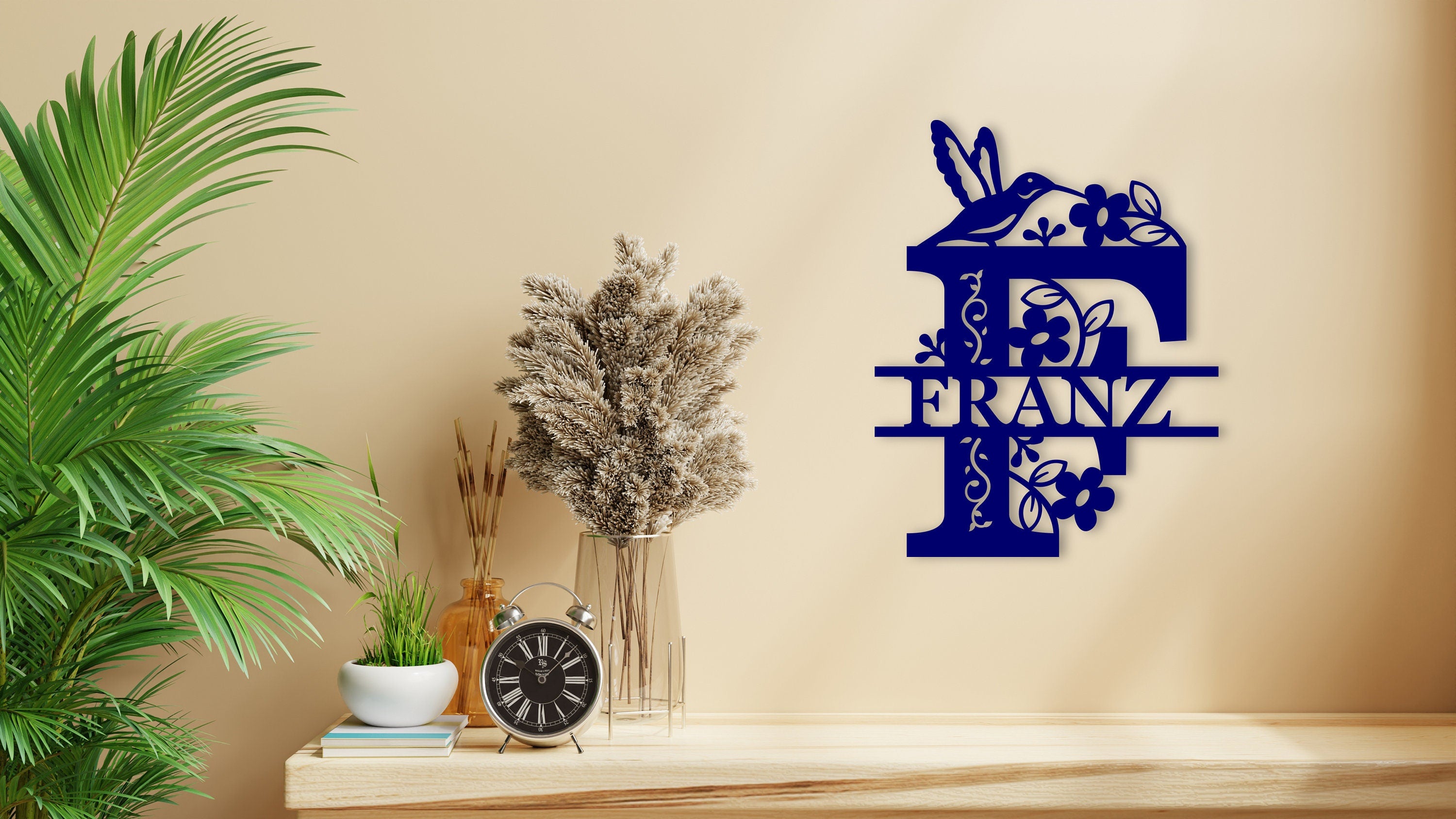 Kolibri Türschild aus Holz, personalisiert mit Name, Namensschild für Kinderzimmer