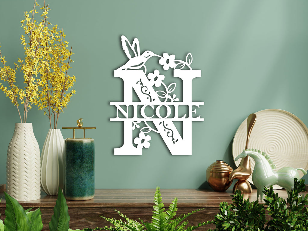 Kolibri Türschild aus Holz, personalisiert mit Name, Namensschild für Kinderzimmer