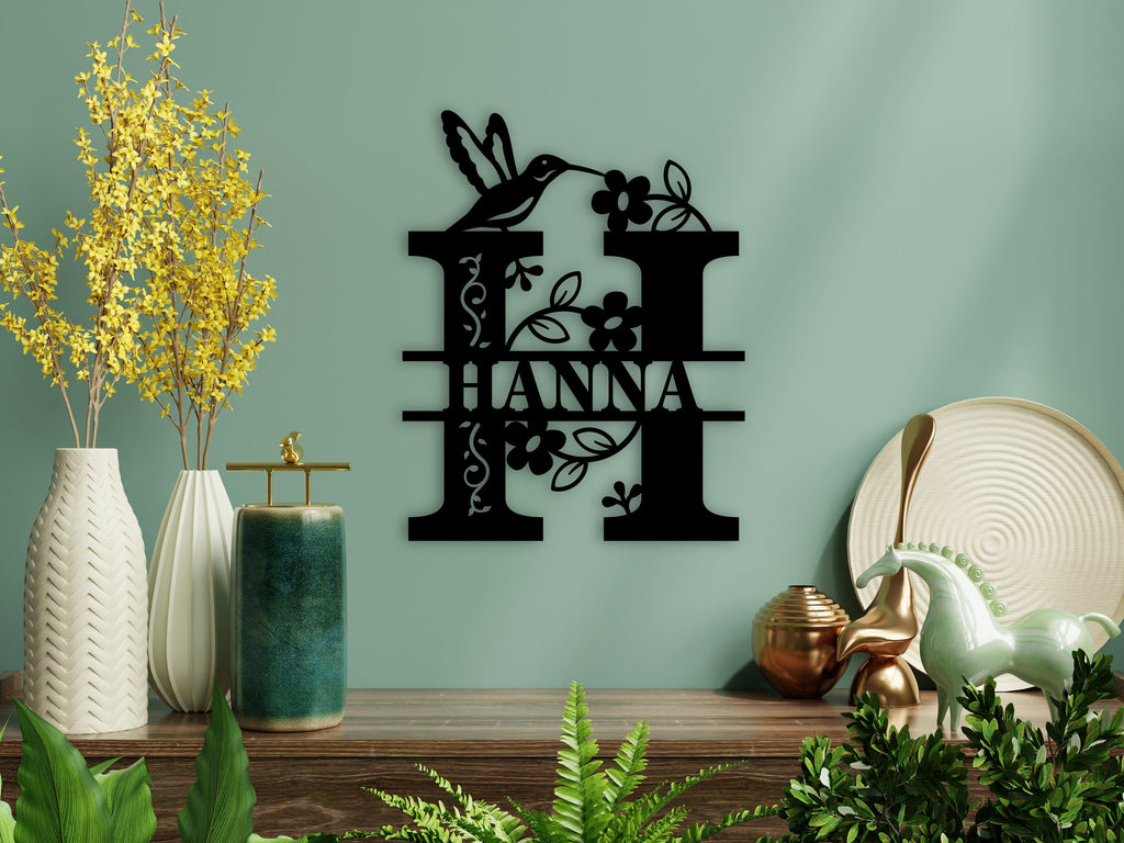 Kolibri Türschild aus Holz, personalisiert mit Name, Namensschild für Kinderzimmer