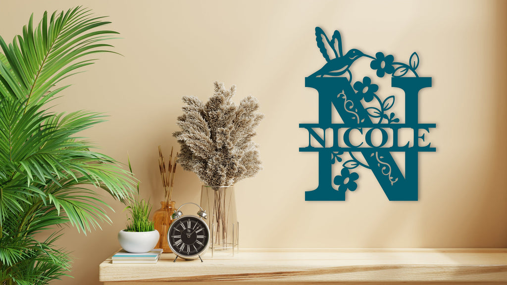 Kolibri Türschild aus Holz, personalisiert mit Name, Namensschild für Kinderzimmer