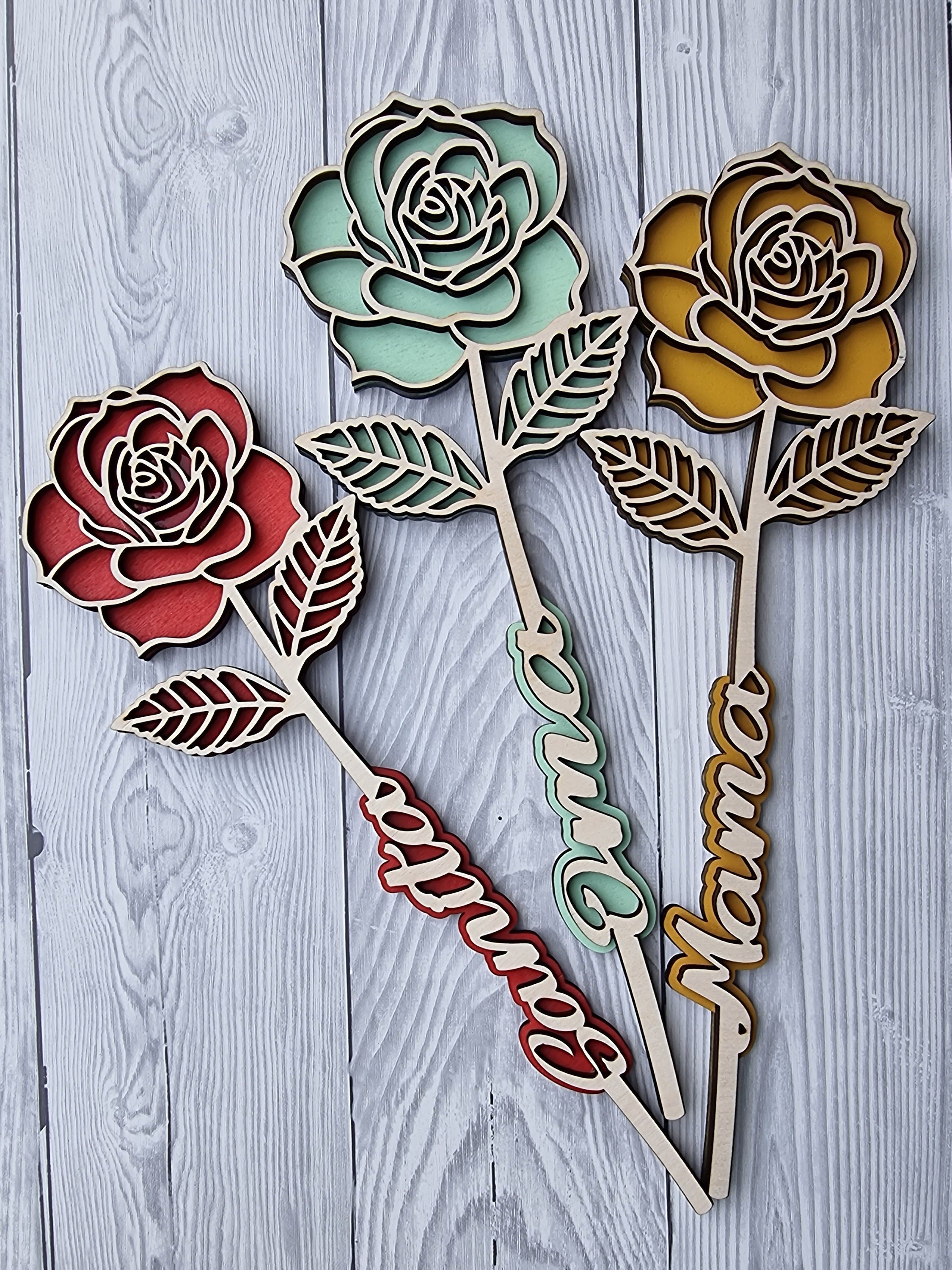 Rose aus Holz mit Audionachricht, Lieblingssong, Podcast, NFC, Kontaktlos ,Personalisierbar, Einzigartige Geschenk