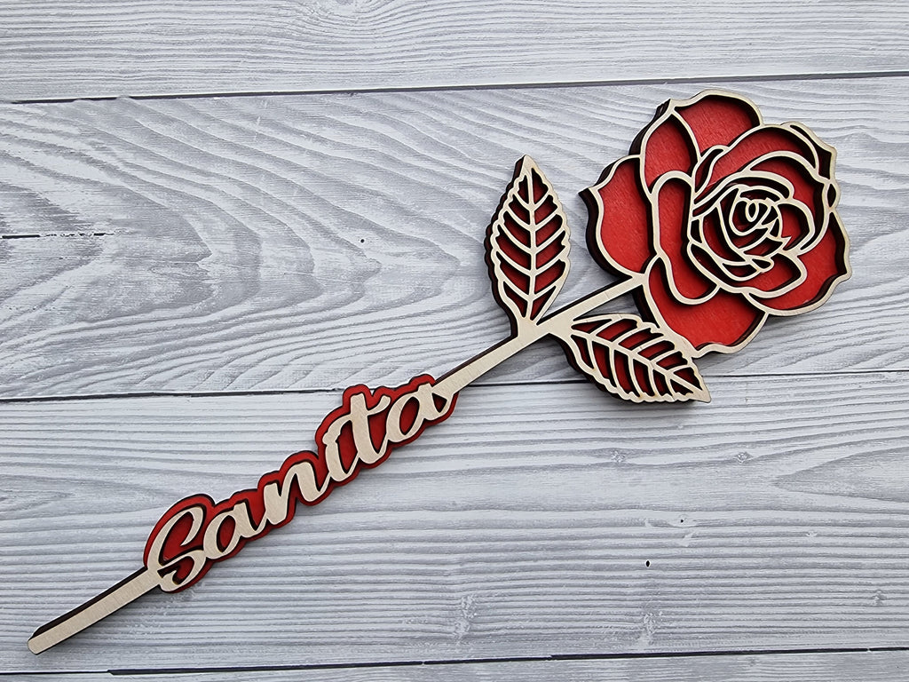 Rose aus Holz mit Audionachricht, Lieblingssong, Podcast, NFC, Kontaktlos ,Personalisierbar, Einzigartige Geschenk