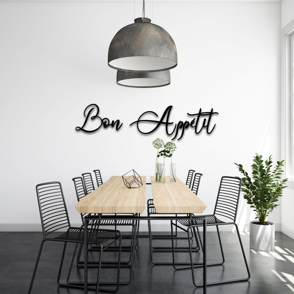 Schriftzug „ Bon Appétit “ aus Holz und Acrylglas