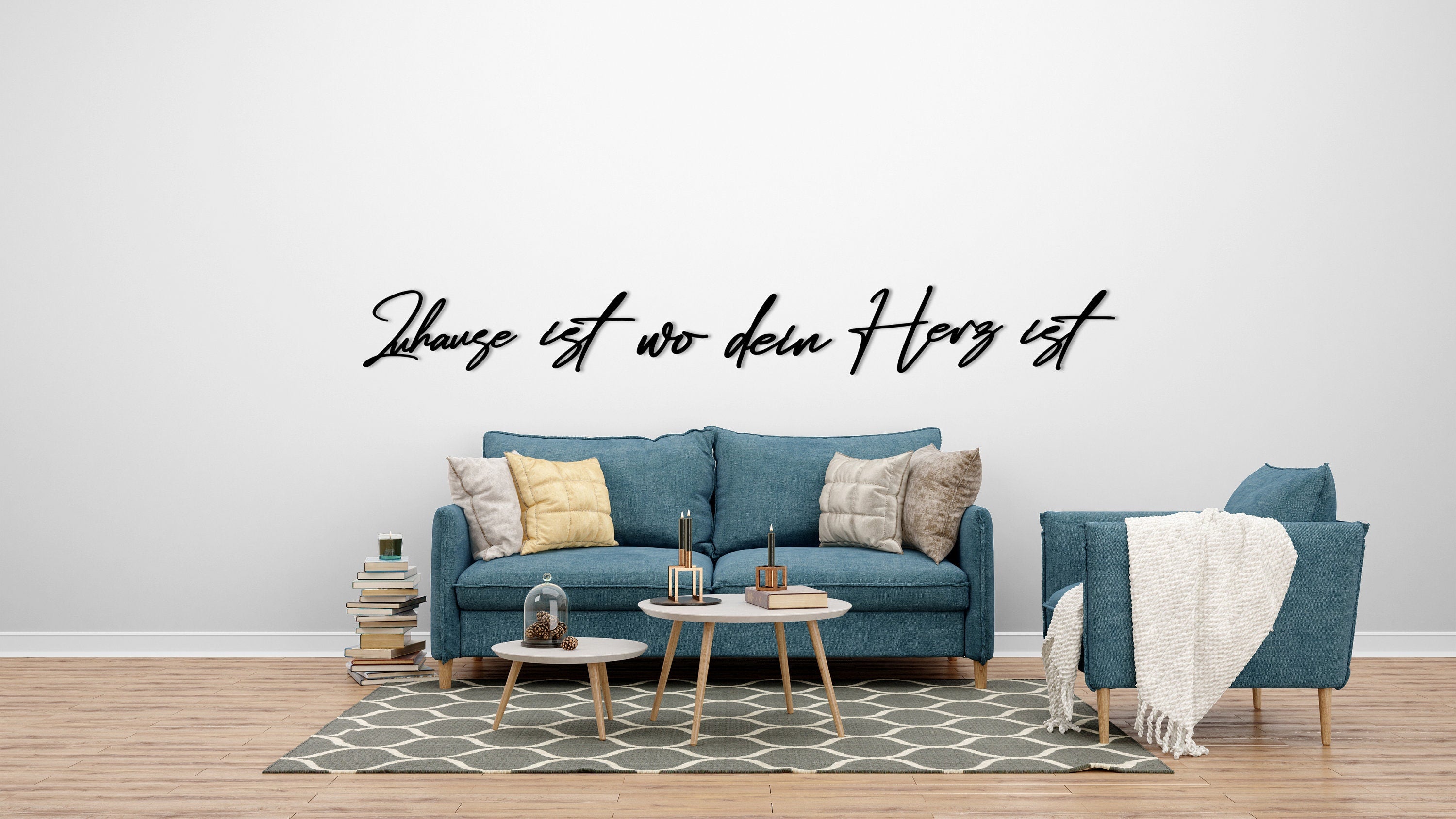 Zuhause ist wo dein Herz ist | Schriftzug 3D aus Holz | Wanddeko | Deko Wohnzimmer