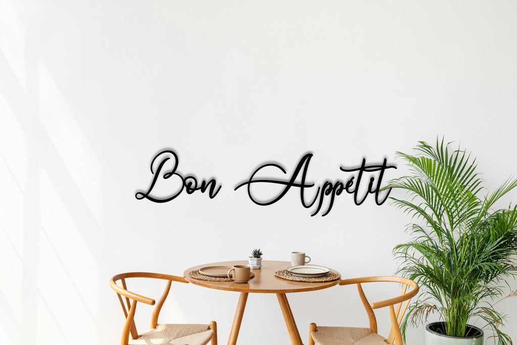 Schriftzug „ Bon Appétit “ aus Holz und Acrylglas