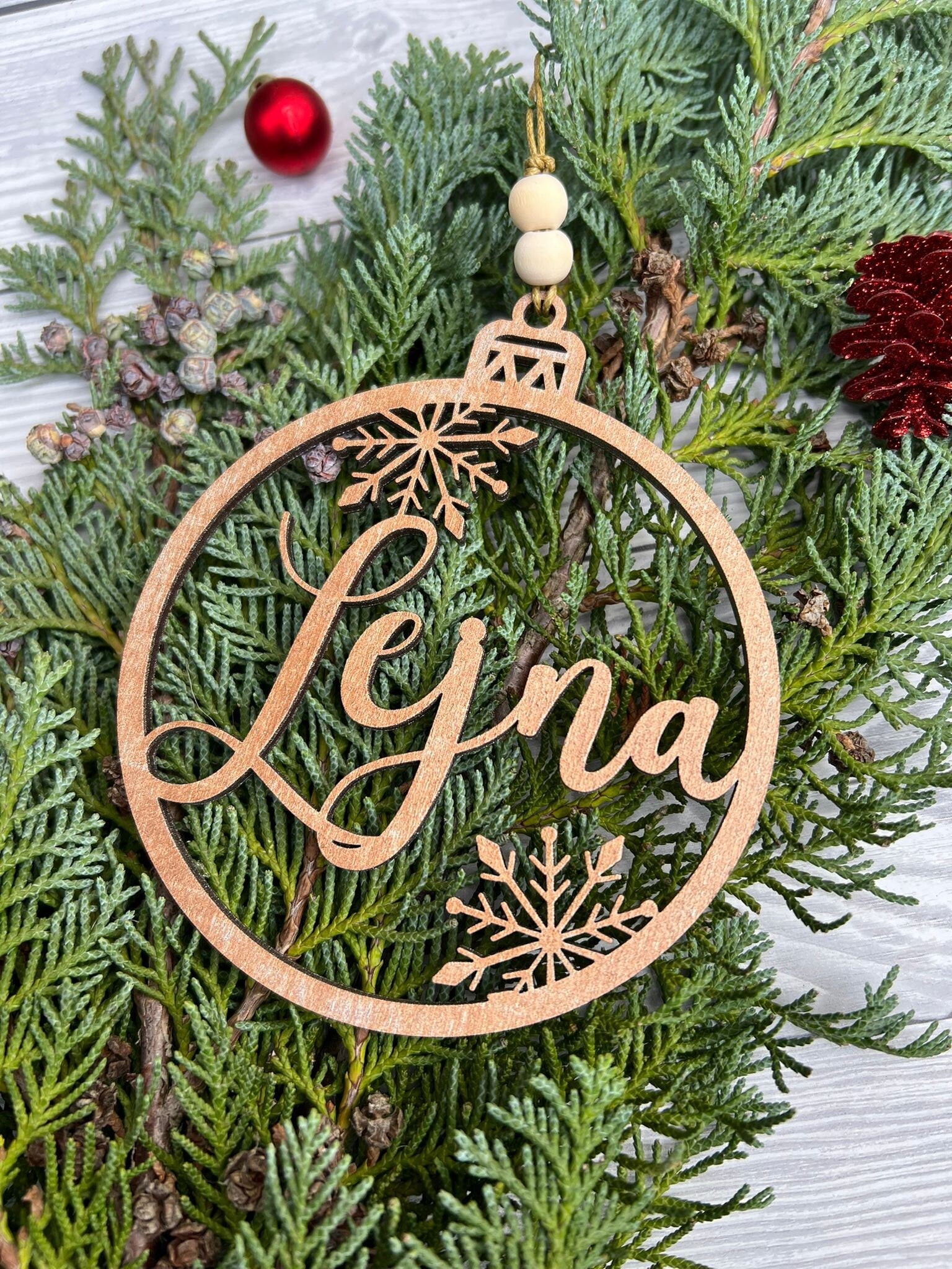Weihnachtsdeko,Personalisierte Weihnachtkugel, Christbaumanhänger,mit Wunschnamen aus Holz Natur,Weihnachtsgeschenk,weihnachtsdeko mit namen