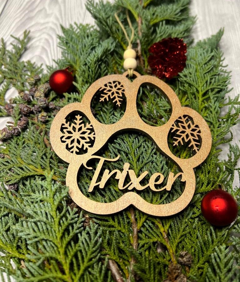Personalisierter Baumschmuck in Pfoten Form mit Name Weihnachtsdeko mit Namen/Katzenpfoten/Hundepfoten