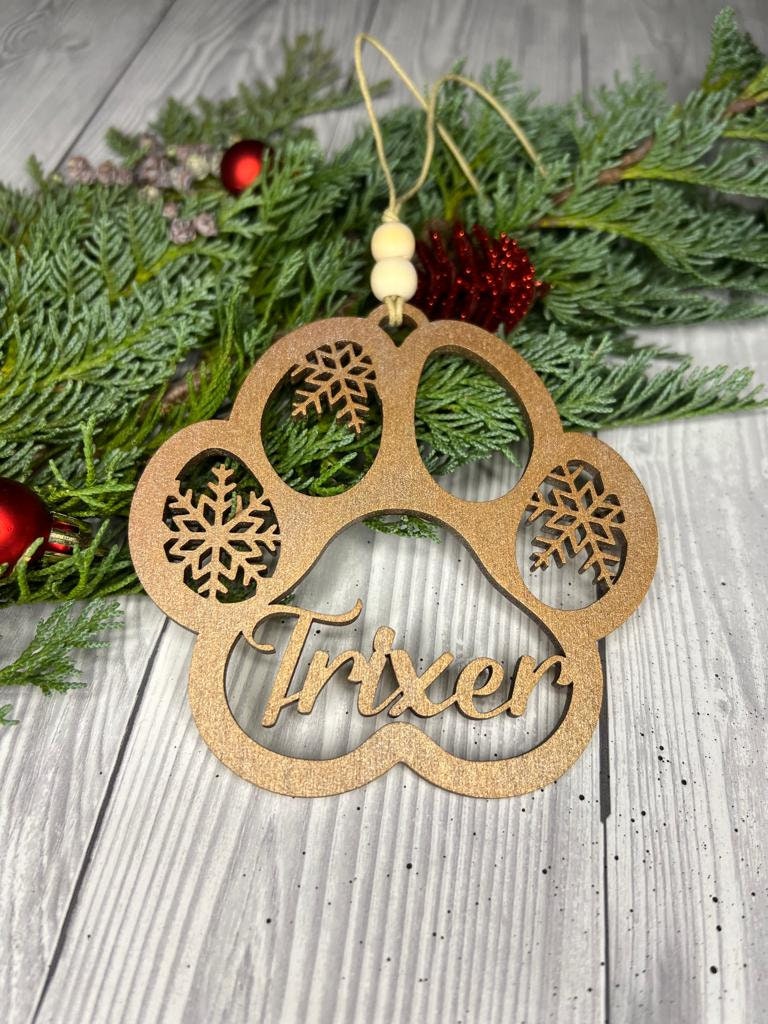 Personalisierter Baumschmuck in Pfoten Form mit Name Weihnachtsdeko mit Namen/Katzenpfoten/Hundepfoten