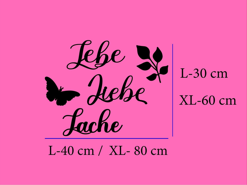 3D Schriftzug "Lebe Liebe Lache" aus Holz