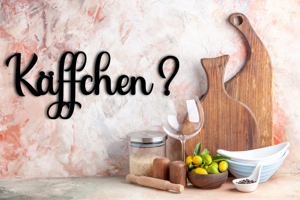 Käffchen ? | Schriftzug 3D aus Acrylglas und Holz | Wanddeko Küche | Küchendeko | Kaffeebar | Geschenk Kaffeeliebhaber