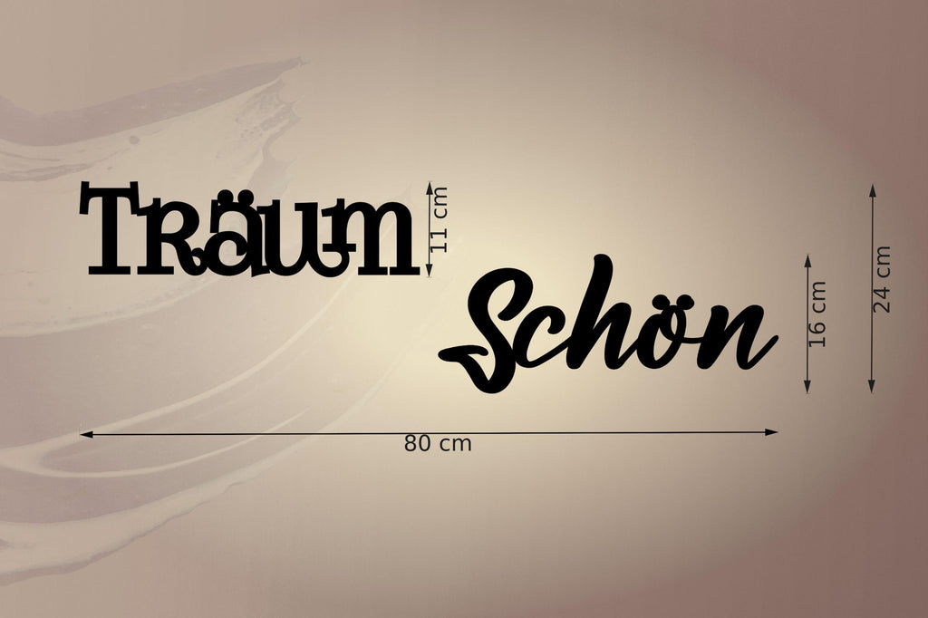 Schriftzug "Träum Schön" aus Holz und Acrylglas