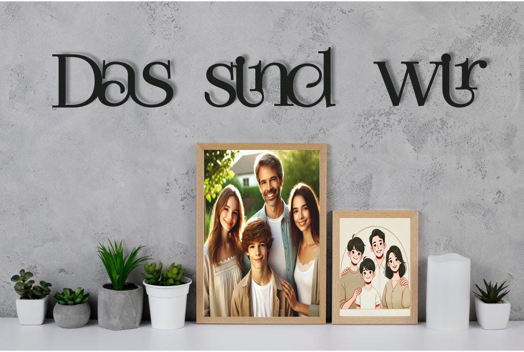 Schriftzug „Das sind wir“ aus Holz und Acrylglas