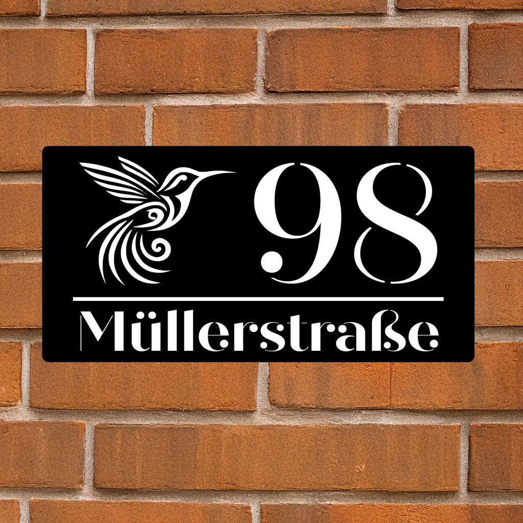 Hochwertige Acrylglas-Hausnummernschild mit edler Optik, Elegantes Matt Schwarz mit Spiegel-Silber, Modernes personalisiertes Hausnummer