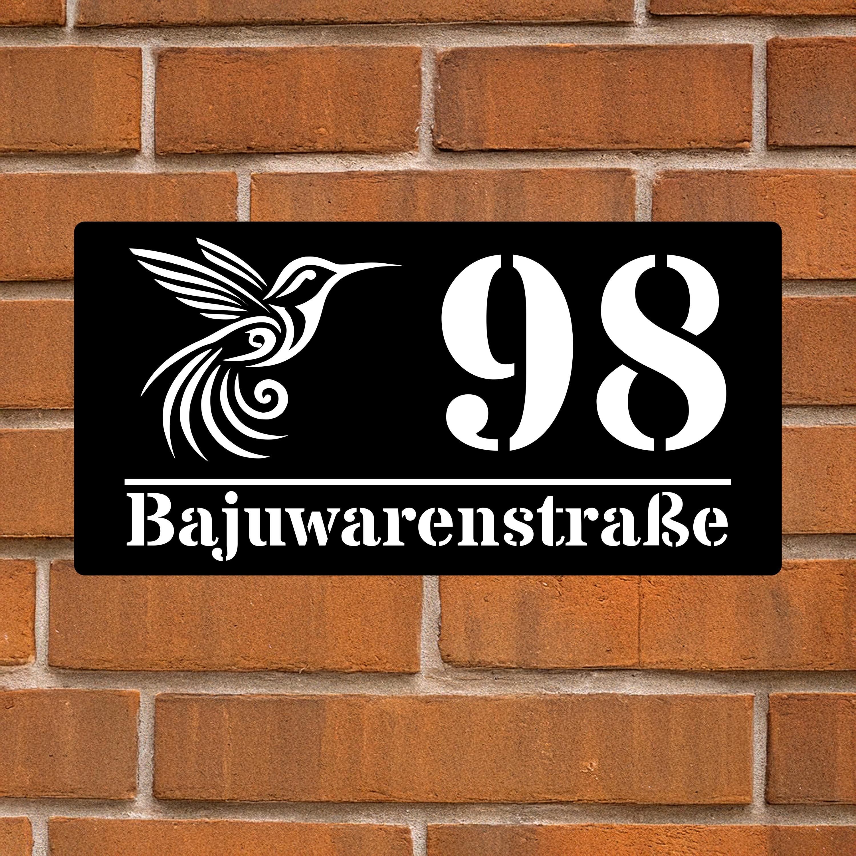 Hochwertige Acrylglas-Hausnummernschild mit edler Optik, Elegantes Matt Schwarz mit Spiegel-Silber, Modernes personalisiertes Hausnummer
