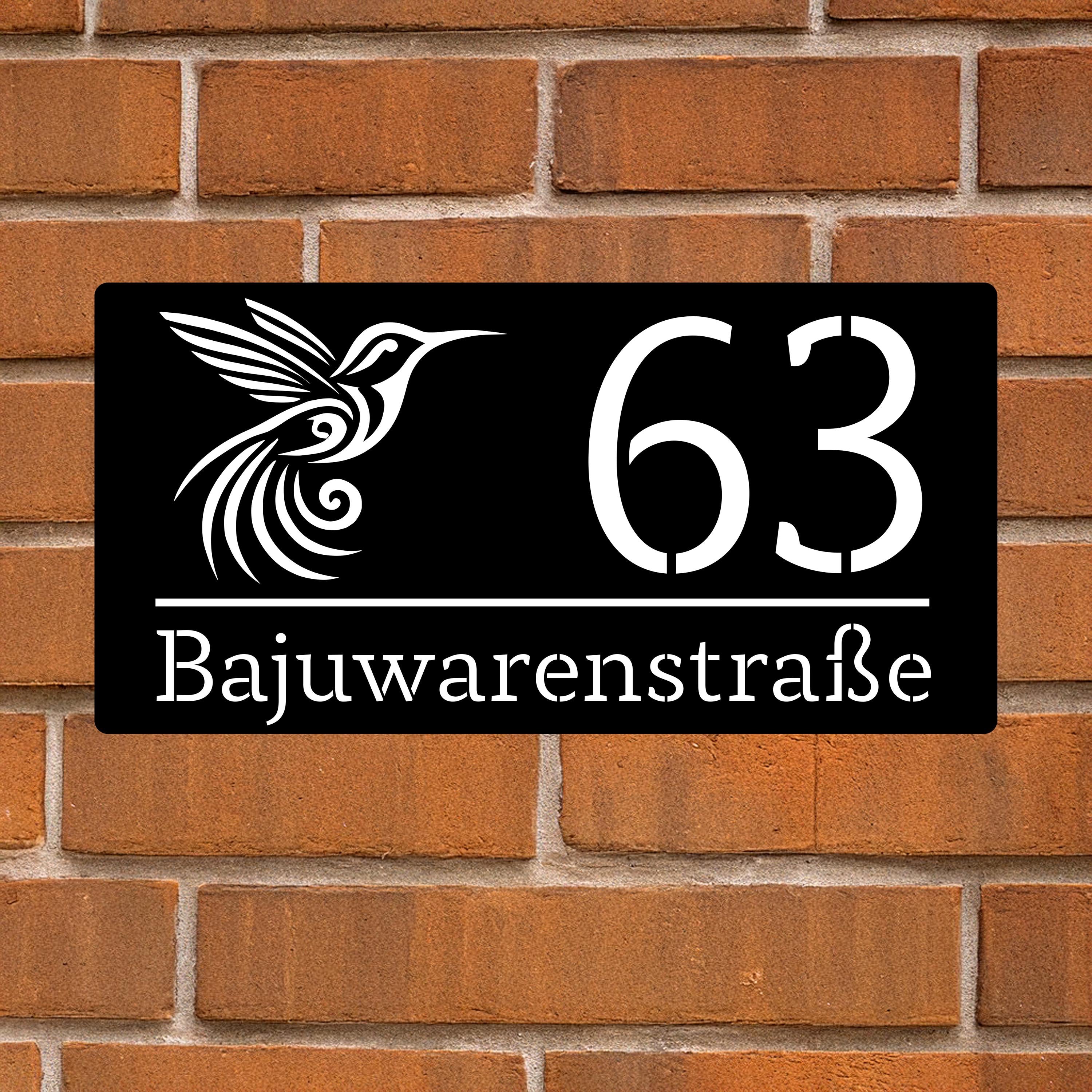 Hochwertige Acrylglas-Hausnummernschild mit edler Optik, Elegantes Matt Schwarz mit Spiegel-Silber, Modernes personalisiertes Hausnummer
