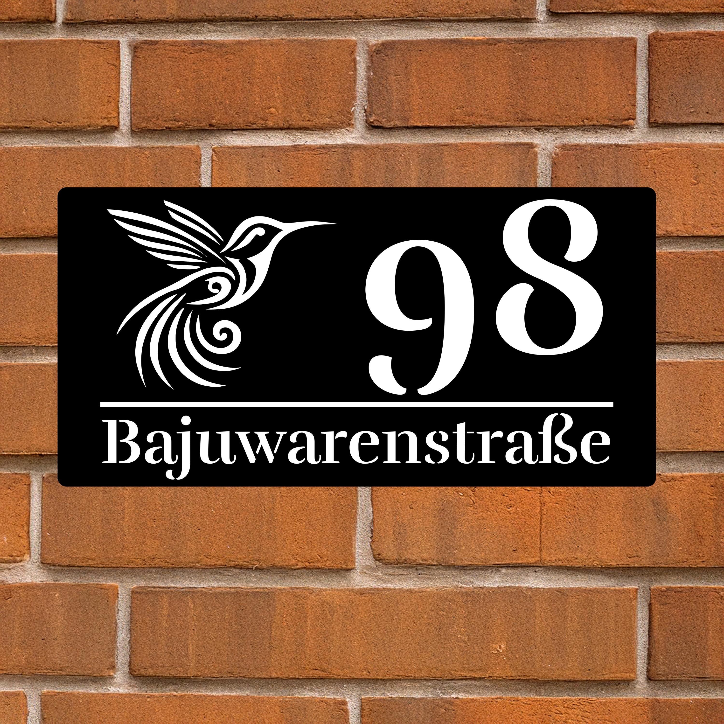 Hochwertige Acrylglas-Hausnummernschild mit edler Optik, Elegantes Matt Schwarz mit Spiegel-Silber, Modernes personalisiertes Hausnummer