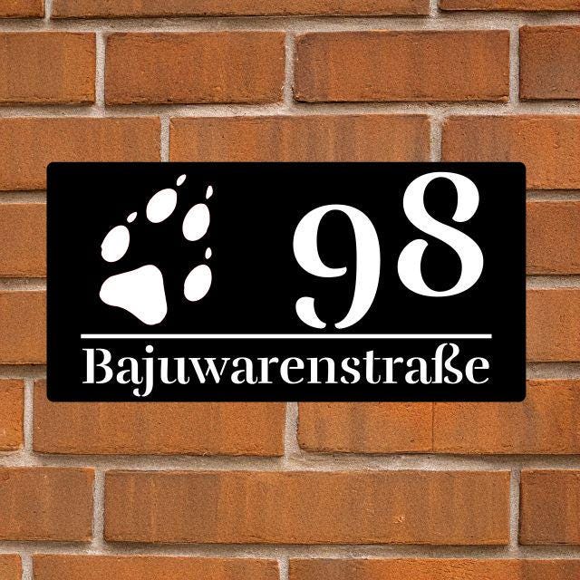 Hochwertige Acrylglas-Hausnummer mit Pfoten-Gravur – Stilvoll, Modern, Wetterfest