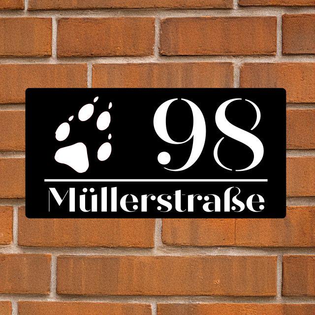 Hochwertige Acrylglas-Hausnummer mit Pfoten-Gravur – Stilvoll, Modern, Wetterfest
