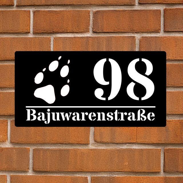 Hochwertige Acrylglas-Hausnummer mit Pfoten-Gravur – Stilvoll, Modern, Wetterfest