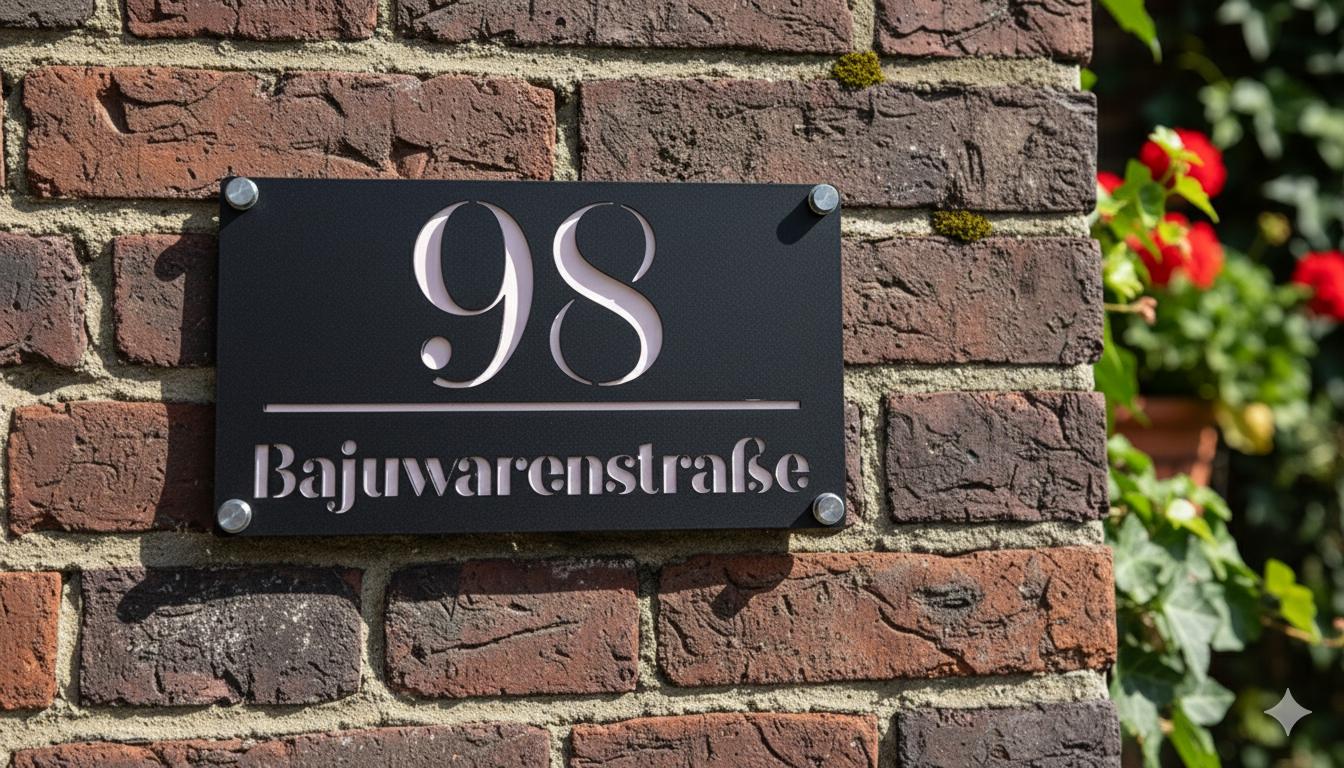 Hochwertige Acrylglas-Hausnummernschild mit edler Optik, Modernes personalisiertes Hausnummer